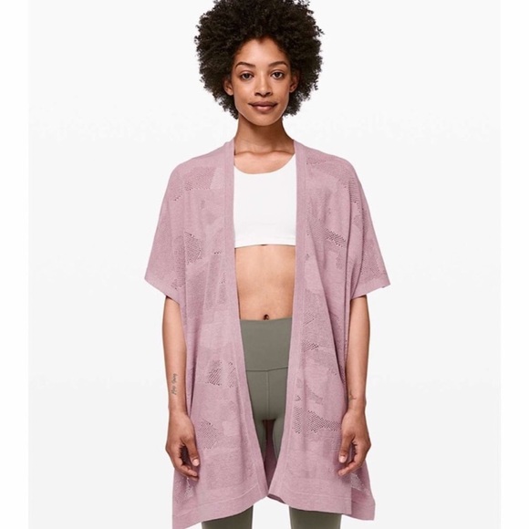 Lululemon Silk Cotton Blend Find Your Light Wrap Heathered Vintage Mauve O/S - Picture 3 of 6